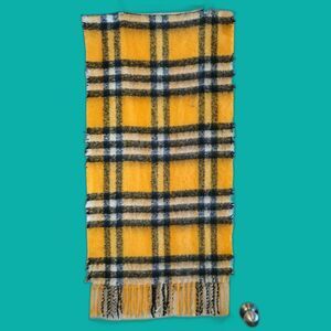 Urban Outfitters Black and Gold Yellow Plaid Scarf Clueless Pittsburgh Bruins